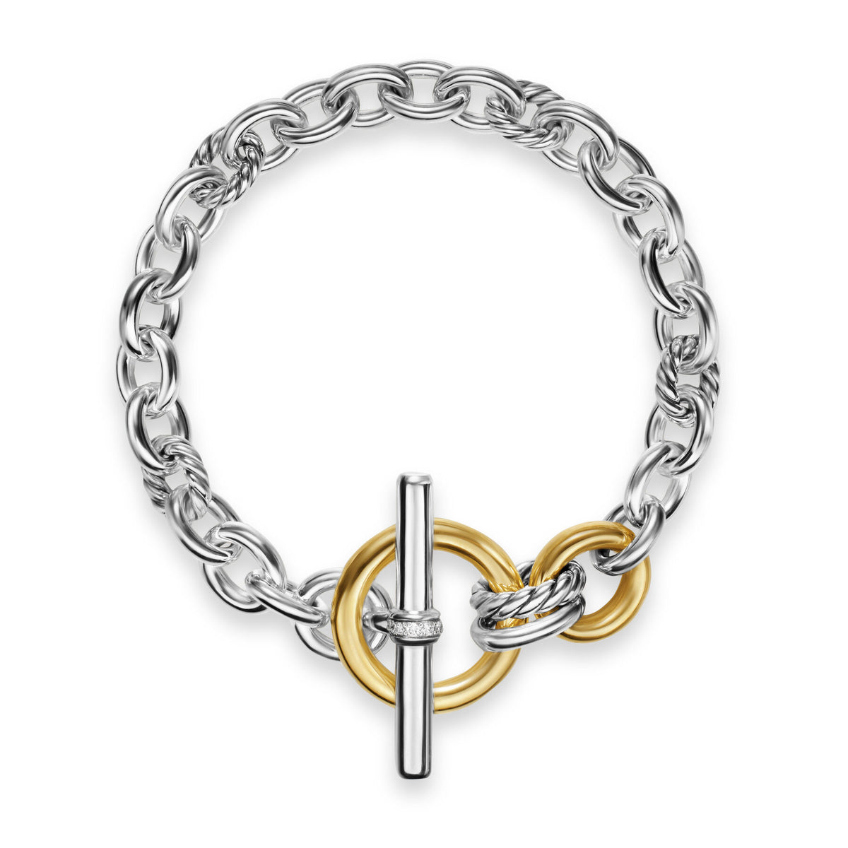 David Yurman Silver and Yellow Gold Mercer Single Row Toggle Bracelet