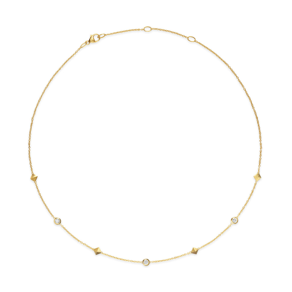 David Yurman Yellow Gold Petite Modern Renaissance Station Diamond Necklace