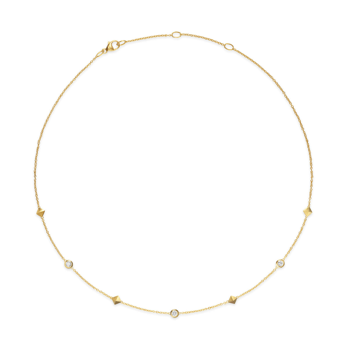 David Yurman Yellow Gold Petite Modern Renaissance Station Diamond Necklace