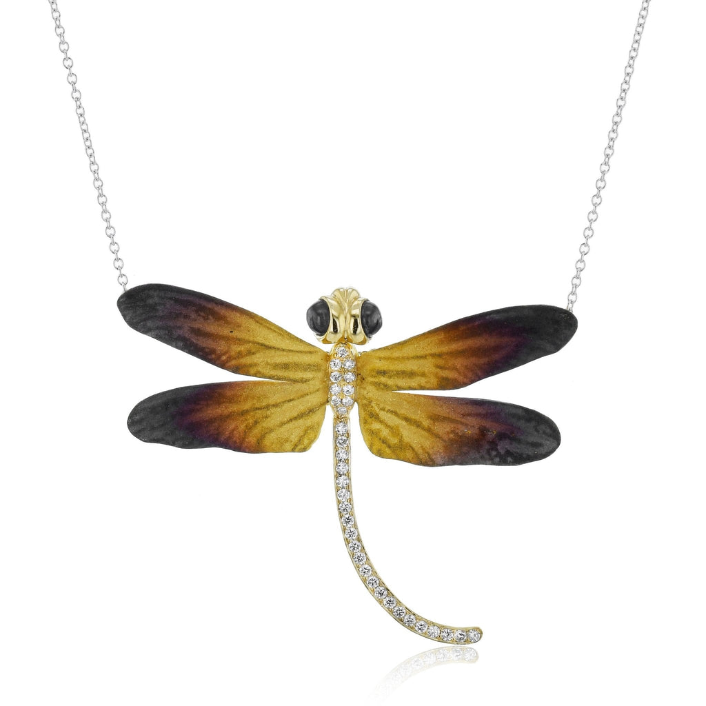 Dragonfly Pendant Necklace in 18k Gold with Diamonds - Simon G. Jewelry