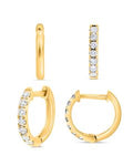 Yellow Gold Diamond Huggie Hoop Earrings