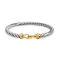David Yurman Sterling Silver and Yellow Gold Buckle Classic Cable Bracelet