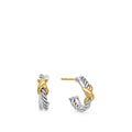 David Yurman Sterling Silver and Yellow Gold Petite X Mini Hoop Earrings