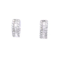 White Gold Baguette and Round Diamond Huggie Hoop Earrings