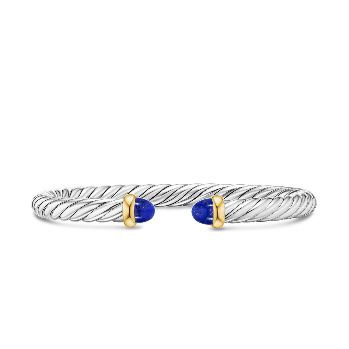 David Yurman Sterling Silver and Yellow Gold Cable Flex Lapis Bracelet