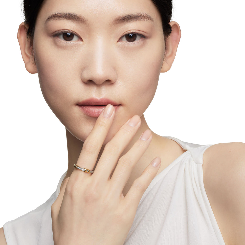 David Yurman Silver and Yellow Gold Petite Helena Wrap Ring