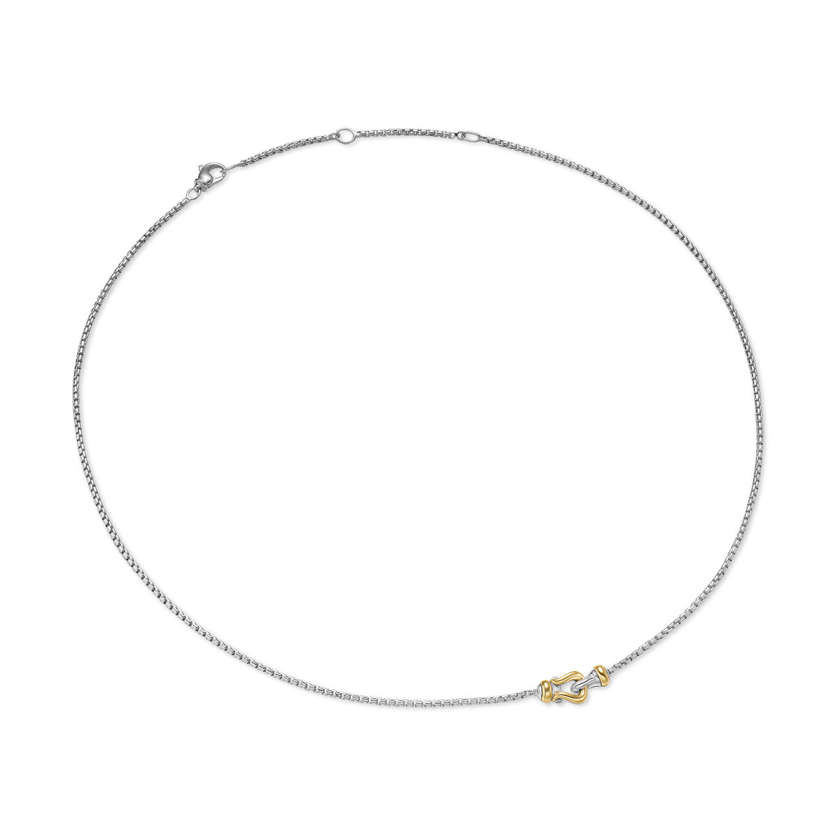 David Yurman Sterling Silver and Yellow Gold Petite Buckle Necklace