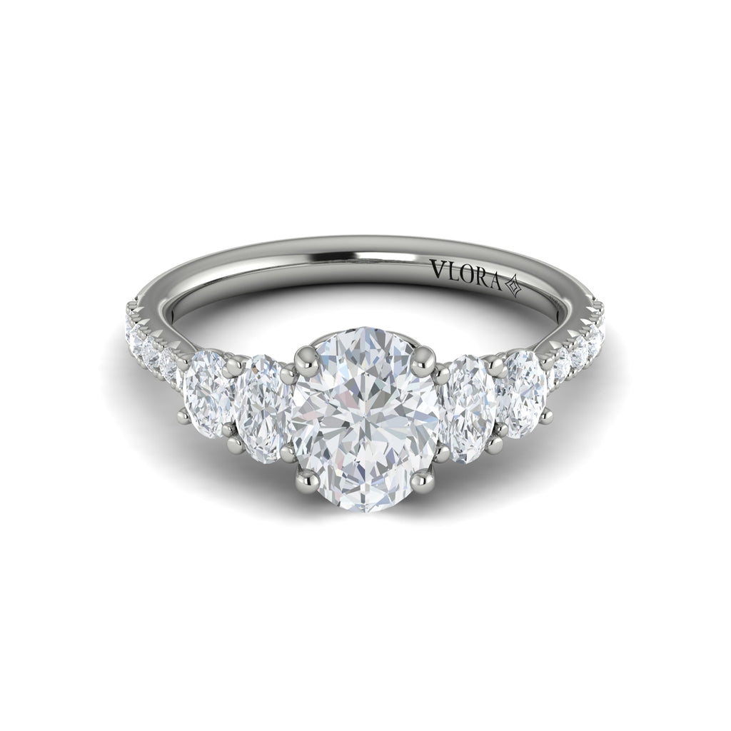 Vlora White Gold Diamond Side Stone Engagement Ring Mounting