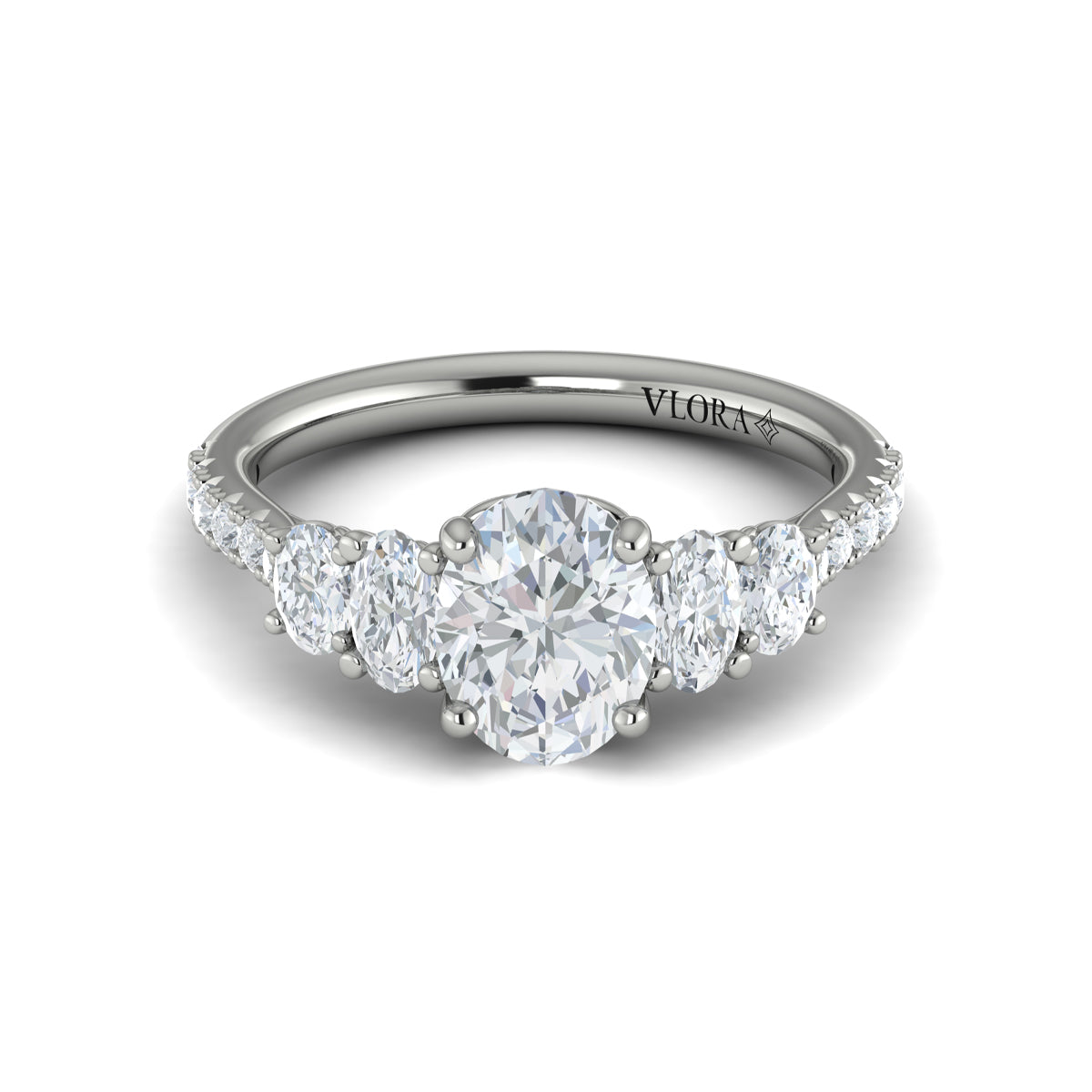 Vlora White Gold Diamond Side Stone Engagement Ring Mounting