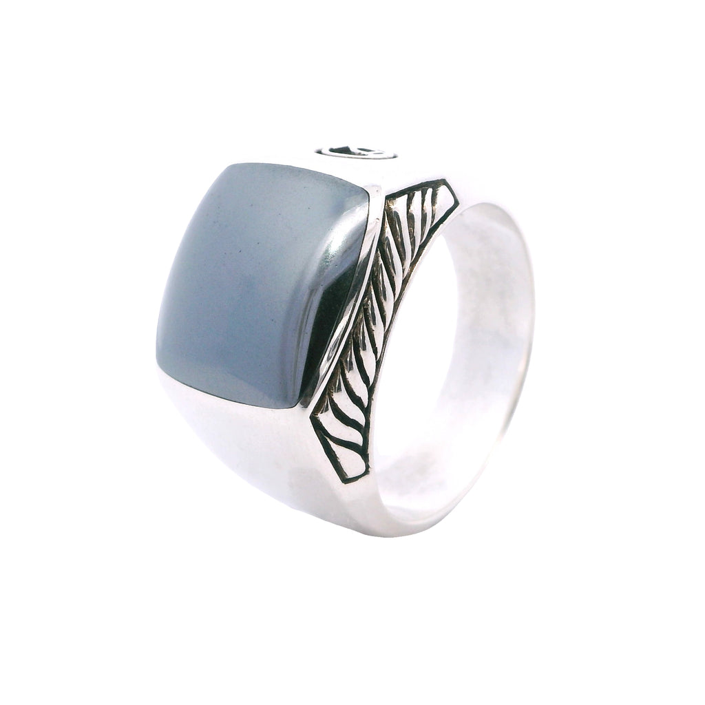 Estate David Yurman Sterling Silver Gray Gemstone Signet Ring