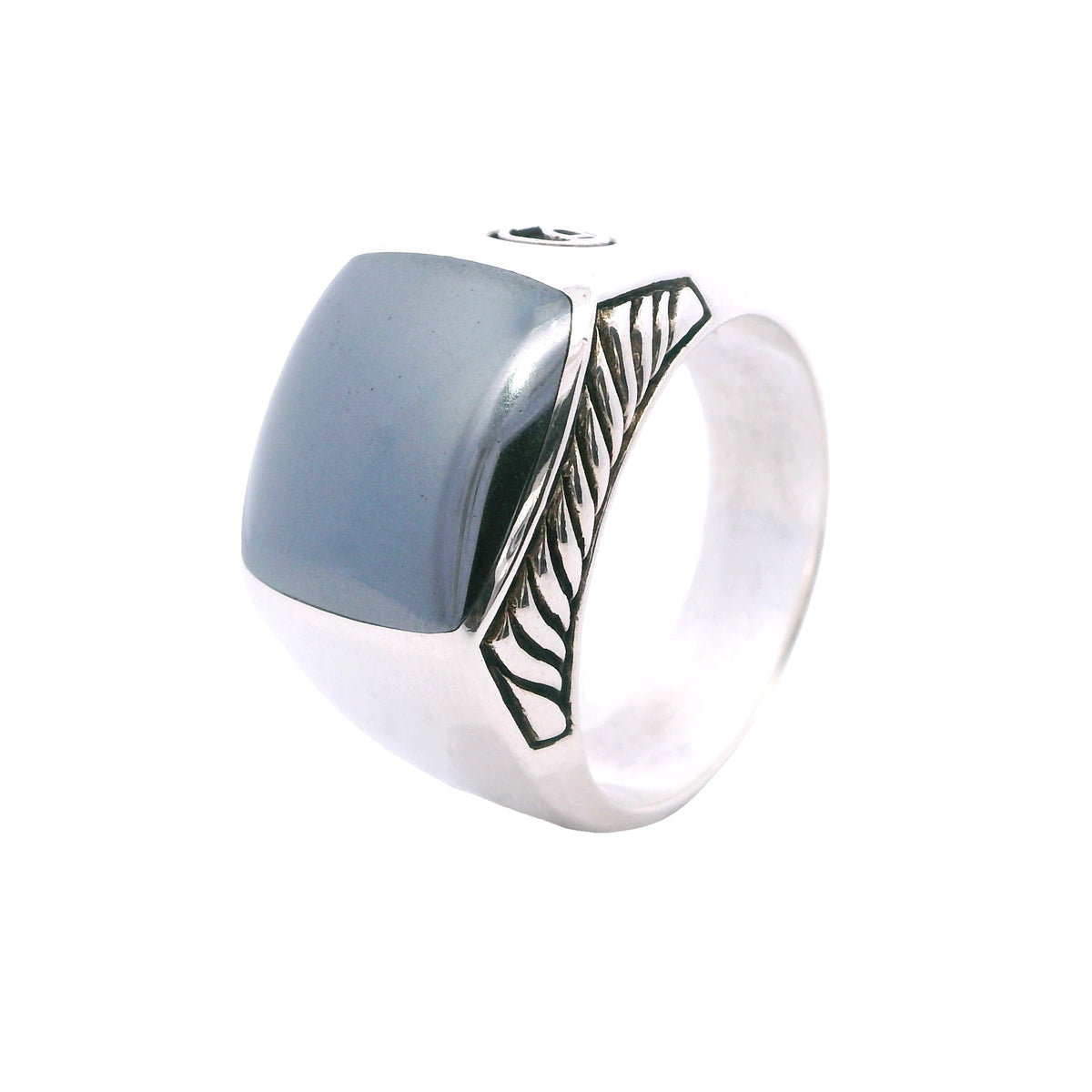 Estate David Yurman Sterling Silver Gray Gemstone Signet Ring
