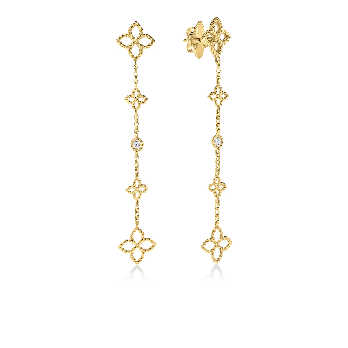 Roberto Coin Yellow Gold Diamond Principessa Drop Earrings