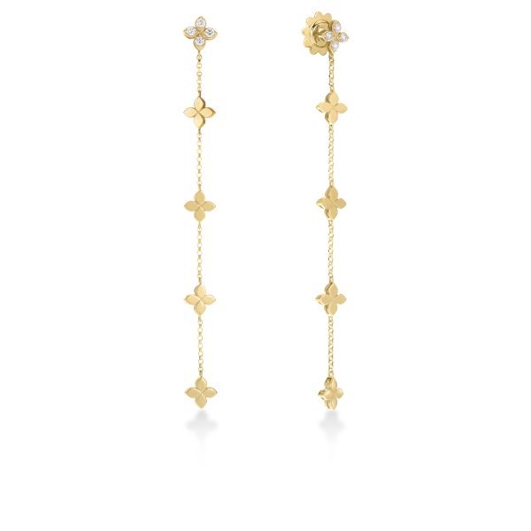 Roberto Coin Yellow Gold Love in Verona Diamond Drop Earrings