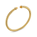 David Yurma Yellow Gold Cablespira Flex Citrine Bracelet with Diamonds