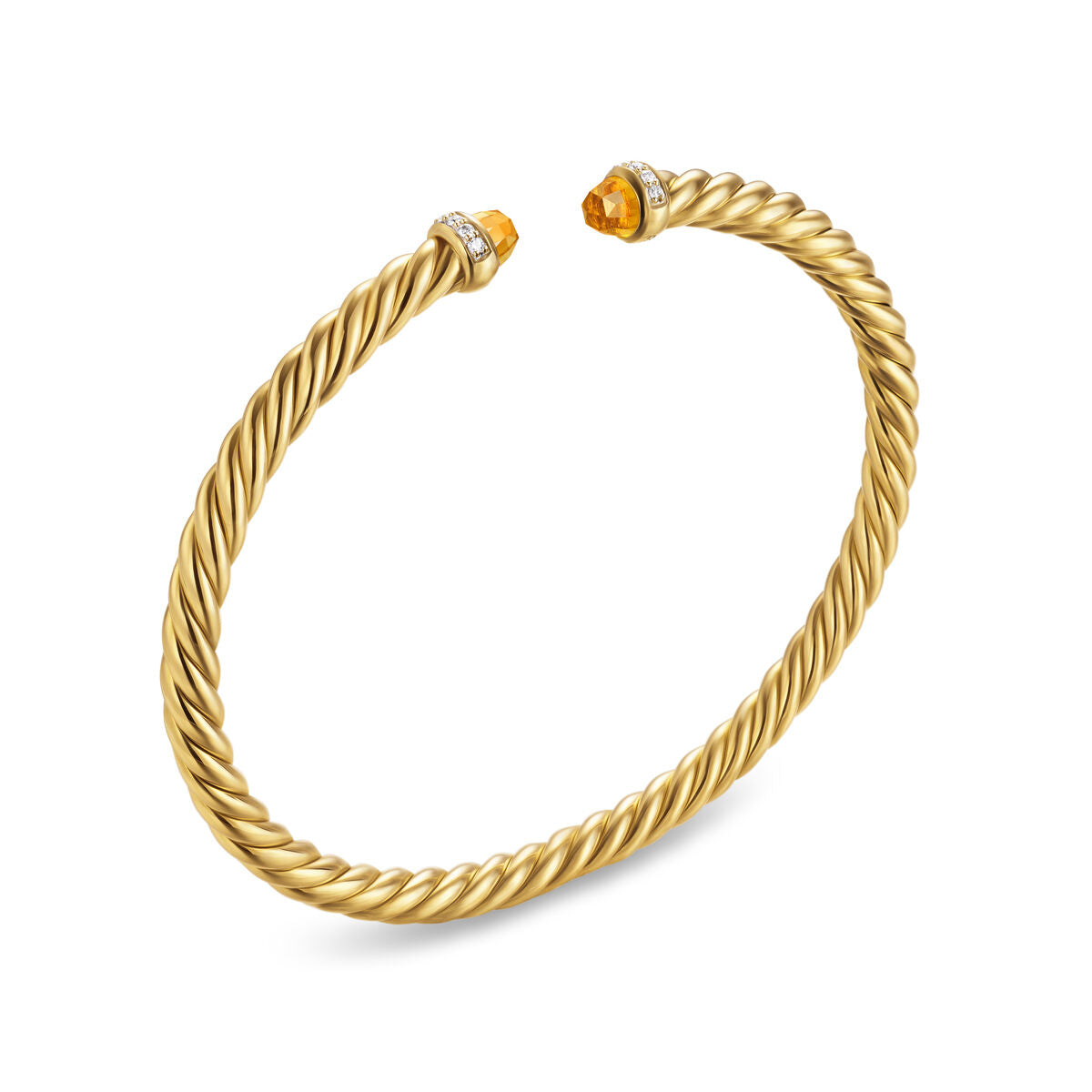 David Yurma Yellow Gold Cablespira Flex Citrine Bracelet with Diamonds
