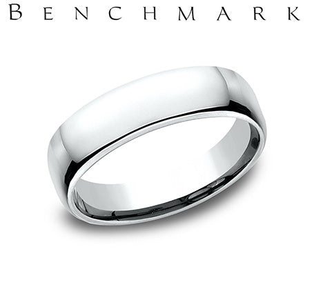 Benchmark White Gold Euro Comfort Fit Wedding Band