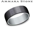 Ammara Stone White Gold and Black Titanium Satin Finish Wedding Band
