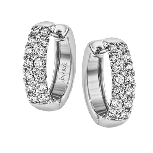 Simon G White Gold Pave Diamond Hoop Earrings
