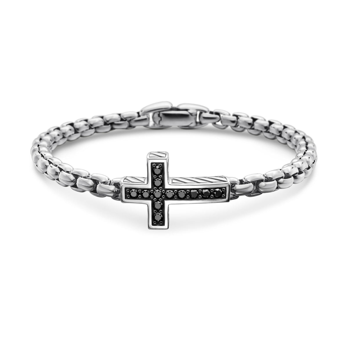 David Yurman Silver Black Diamond Cross Bracelet