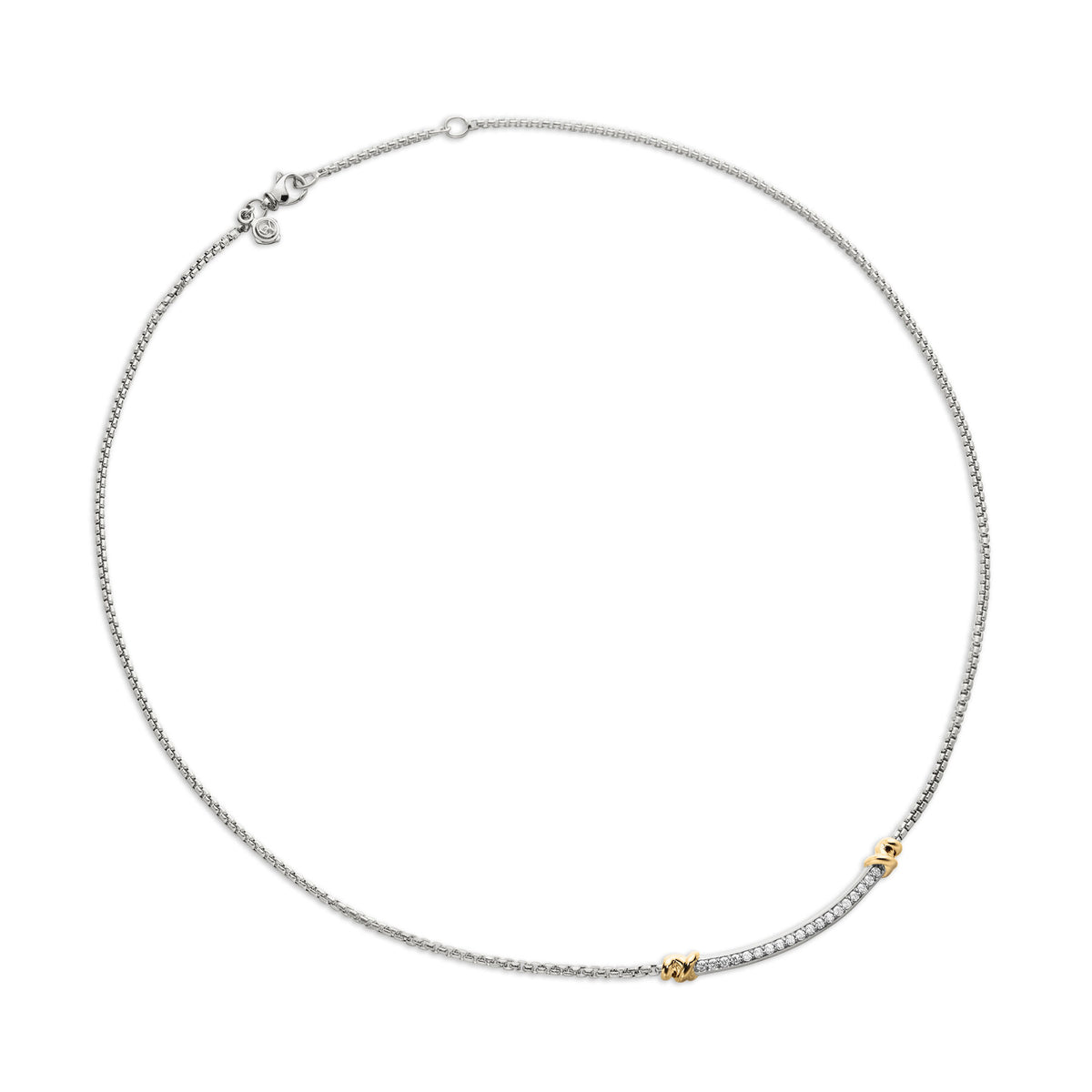 David Yurman Sterling Silver and Yellow Gold Helena Wrap Diamond Station Necklace