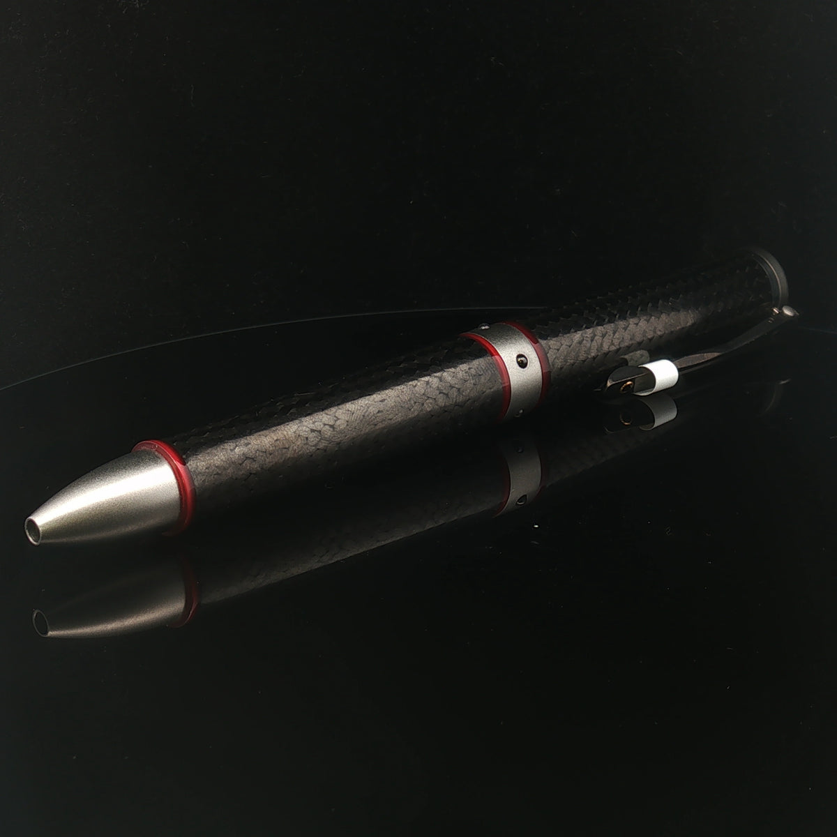 William Henry Carbon Fiber Barrel and Red Acrylic Pen