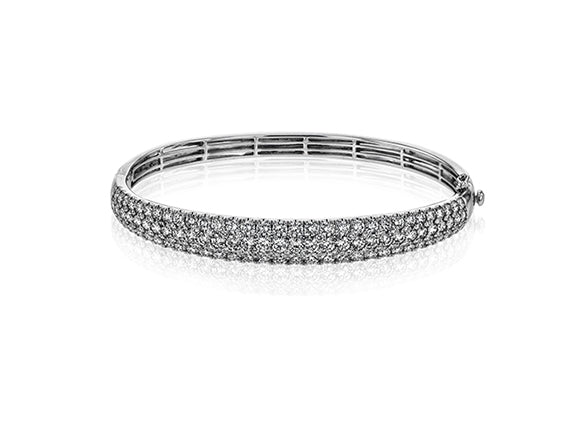 Simon G White Gold Bangle Three Row Diamond Bracelet
