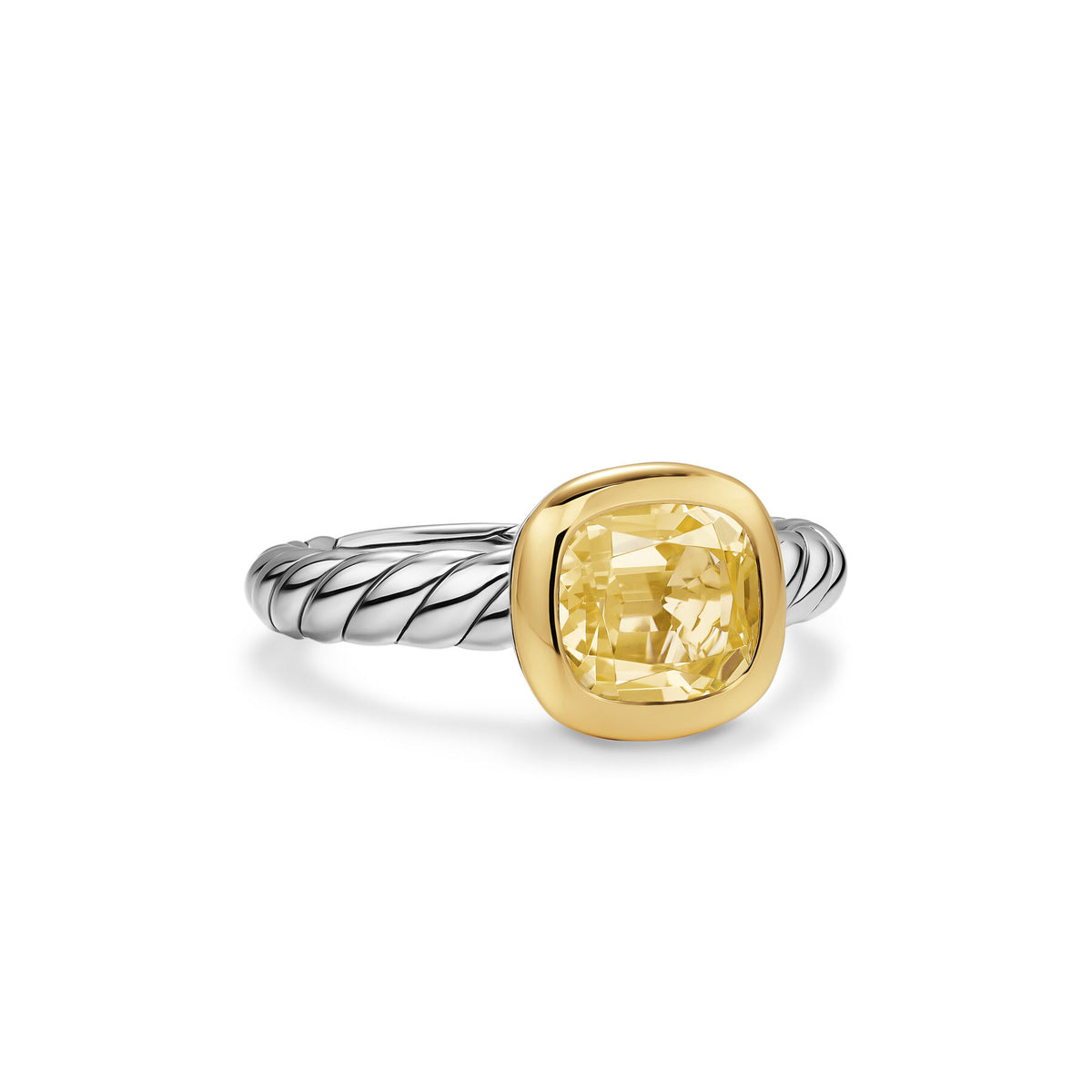 David Yurman Silver and Yellow Gold Mercer Stone Citrine Stone Ring