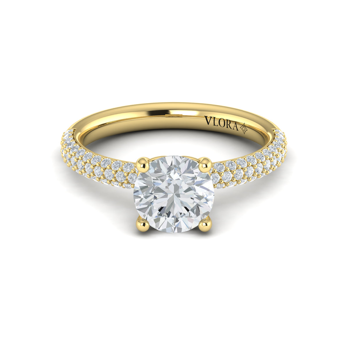Vlora Yellow Gold Pave Diamond Engagement Ring Mounting
