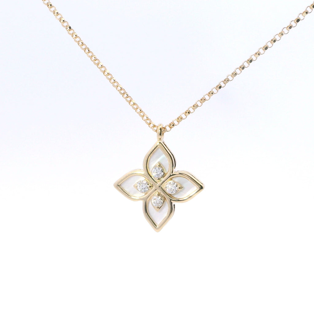 Yellow Gold Venetian Princess Diamond Mother of Pearl Pendant Necklace - Roberto Coin