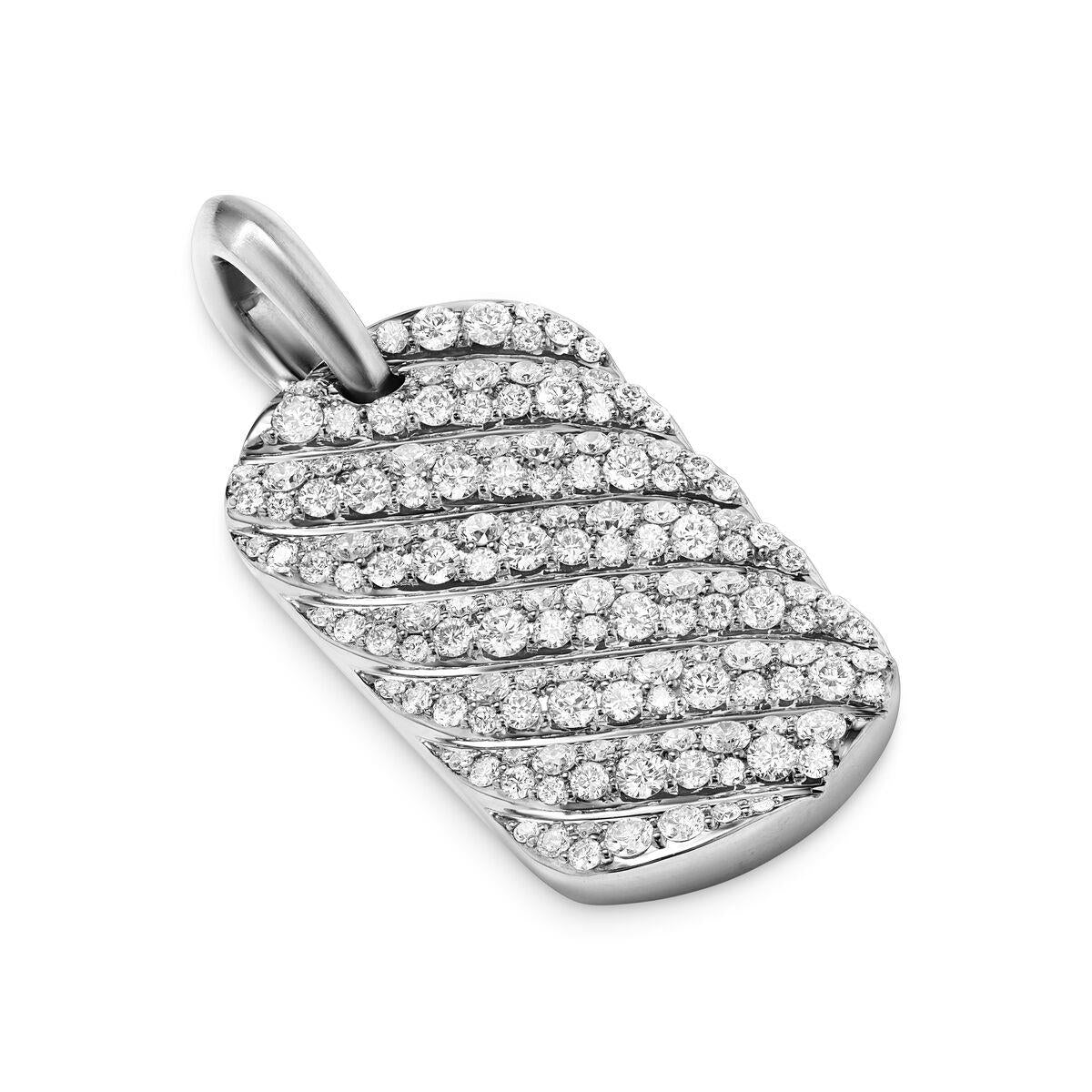 David Yurman Sterling Silver Sculpted Cable Tag Enhancer with Diamonds
