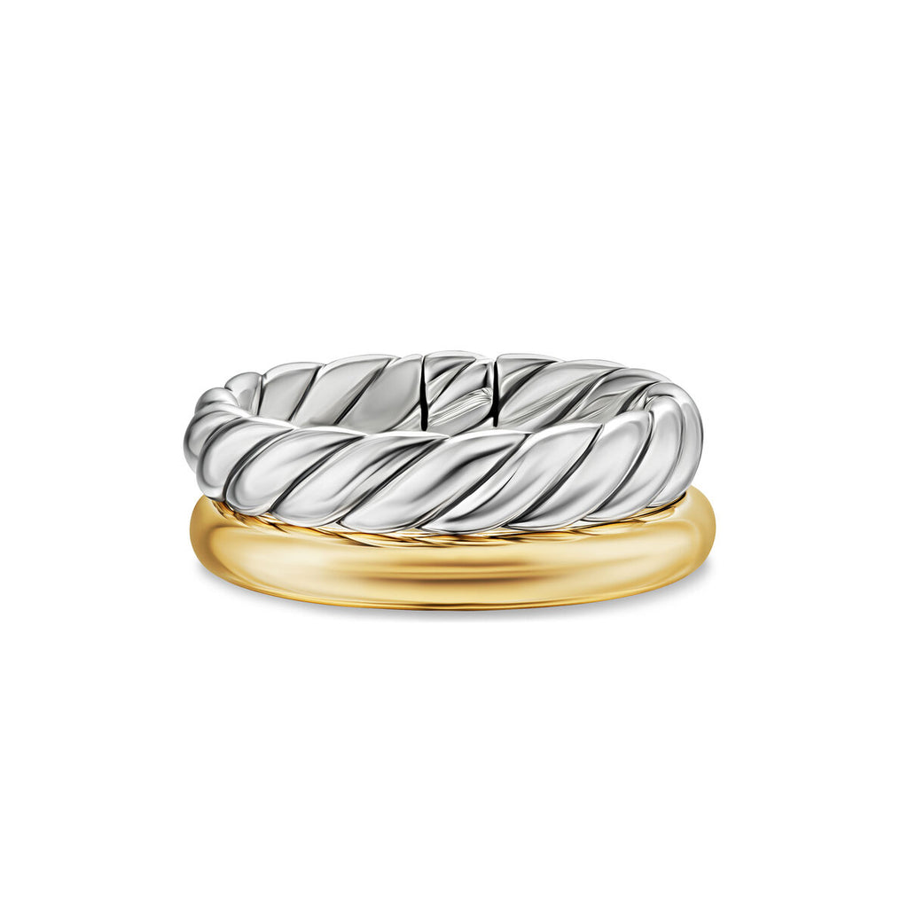 David Yurman Sterling Silver and Yellow Gold Mercer 2-Row Ring