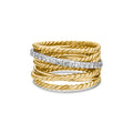 David Yurman Yellow Gold Large Crossover Ring with Diamonds
