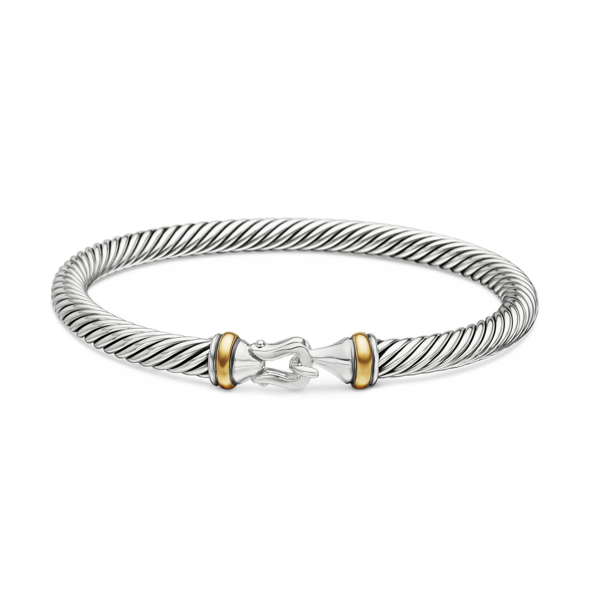 David Yurman Sterling Silver and Yellow Gold Classic Cable Buckle Bracelet