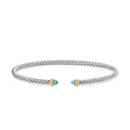 David Yurman Silver and Yellow Gold Micro Cable Flex Blue Topaz Bracelet