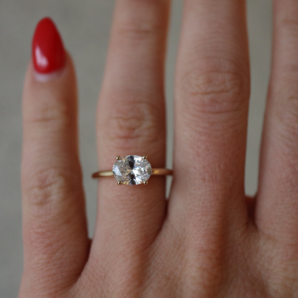 Vlora Yellow Gold Solitaire East - West Engagement Ring Mounting