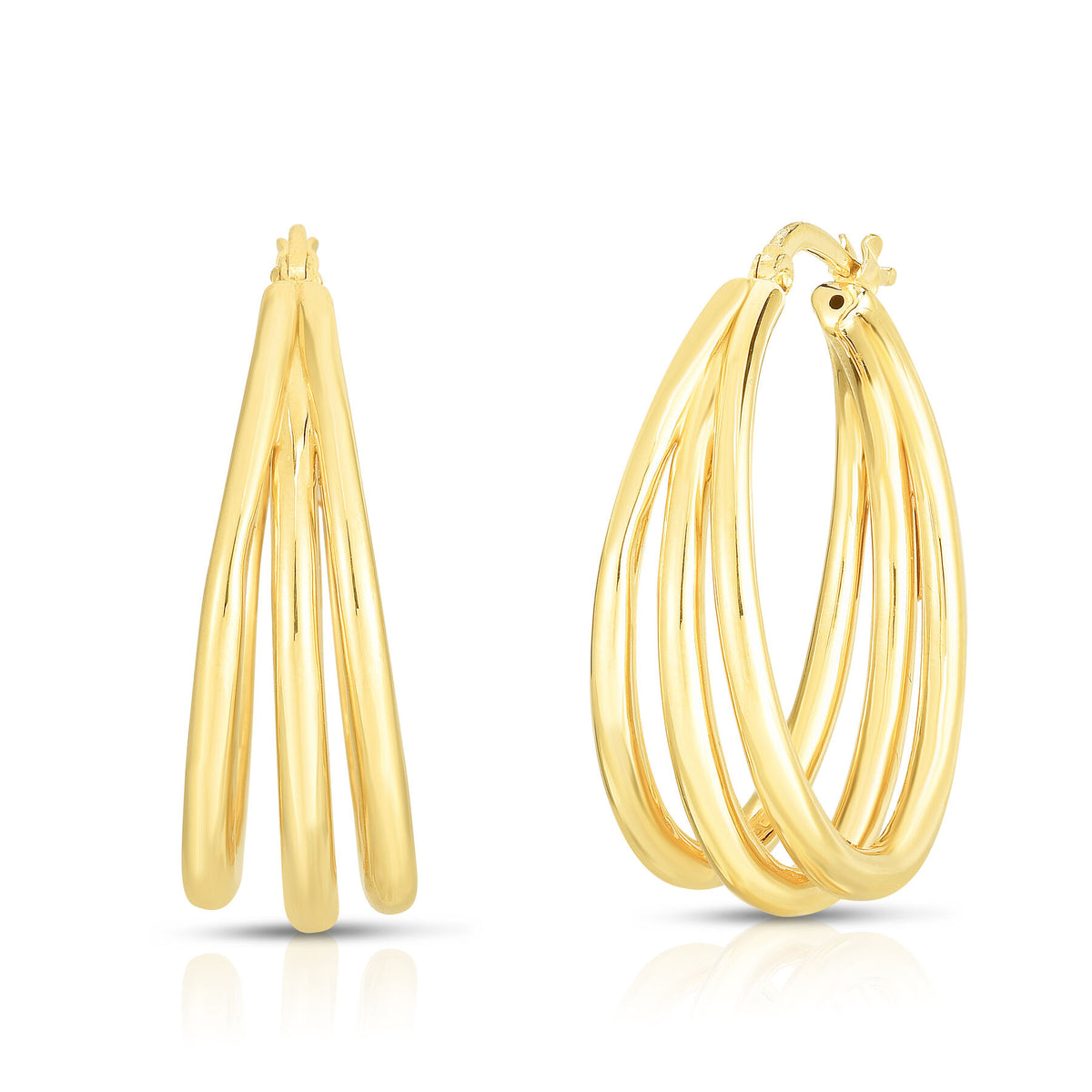Roberto Coin Yellow Gold Oro Classic Multi-Row Gold Hoop Earrings