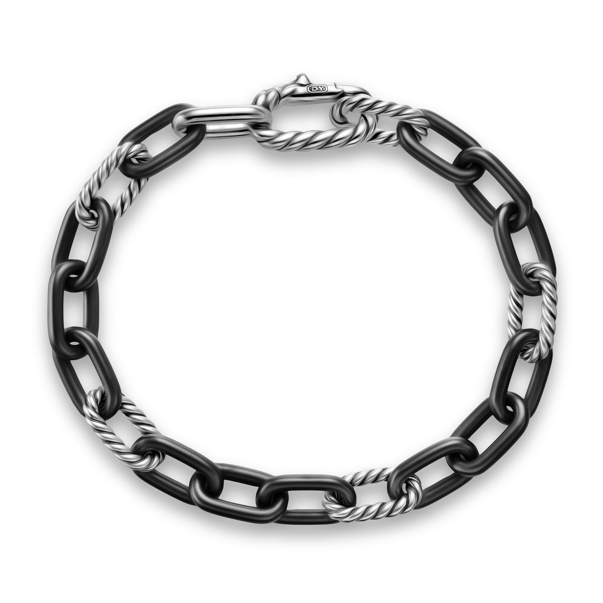 David Yurman Silver Black Titanium Madison Chain Bracelet