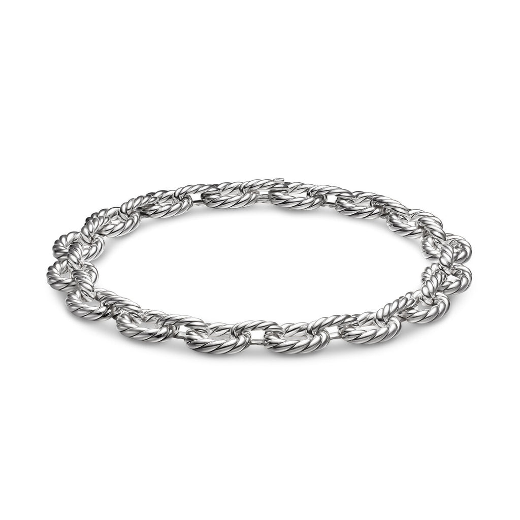 David Yurman Sterling Silver Sculpted Cable Oval Link Necklace