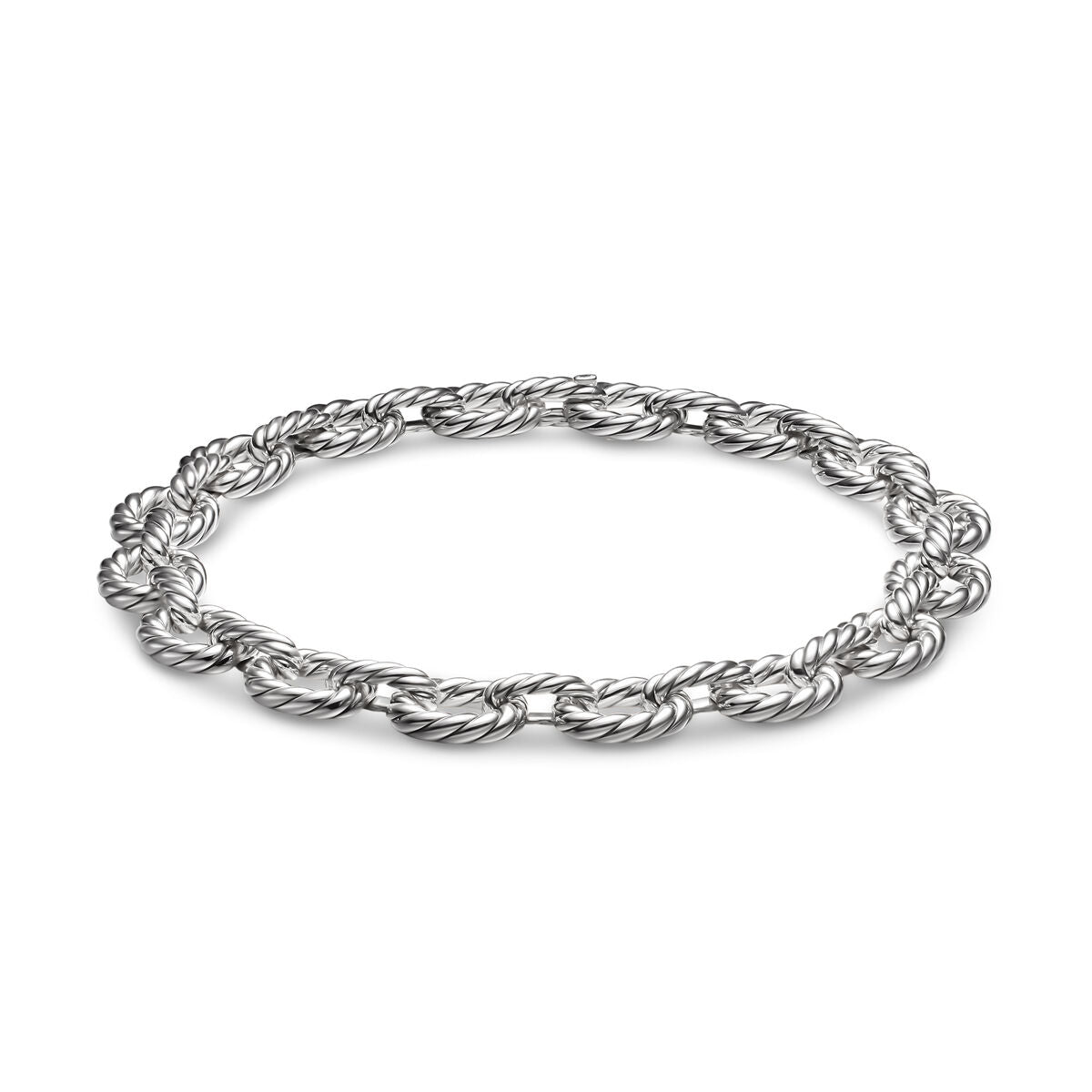 David Yurman Sterling Silver Sculpted Cable Oval Link Necklace