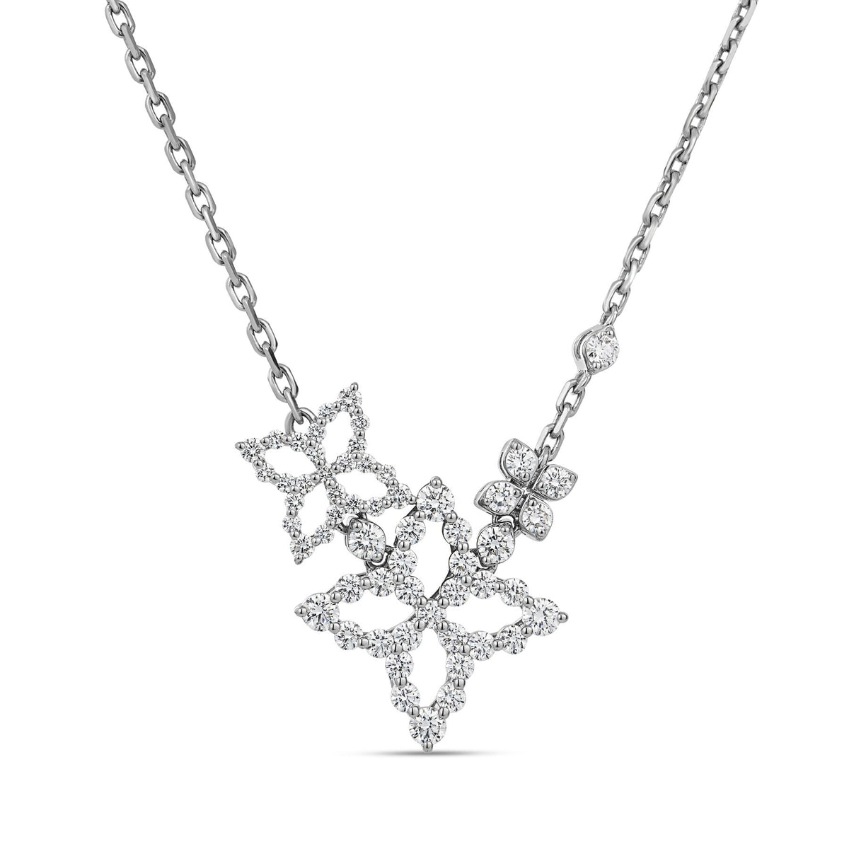 Roberto Coin White Gold Princess Triple Flower Diamond Necklace