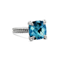 David Yurman Sterling Silver Hampton Blue Topaz Chatelaine Ring