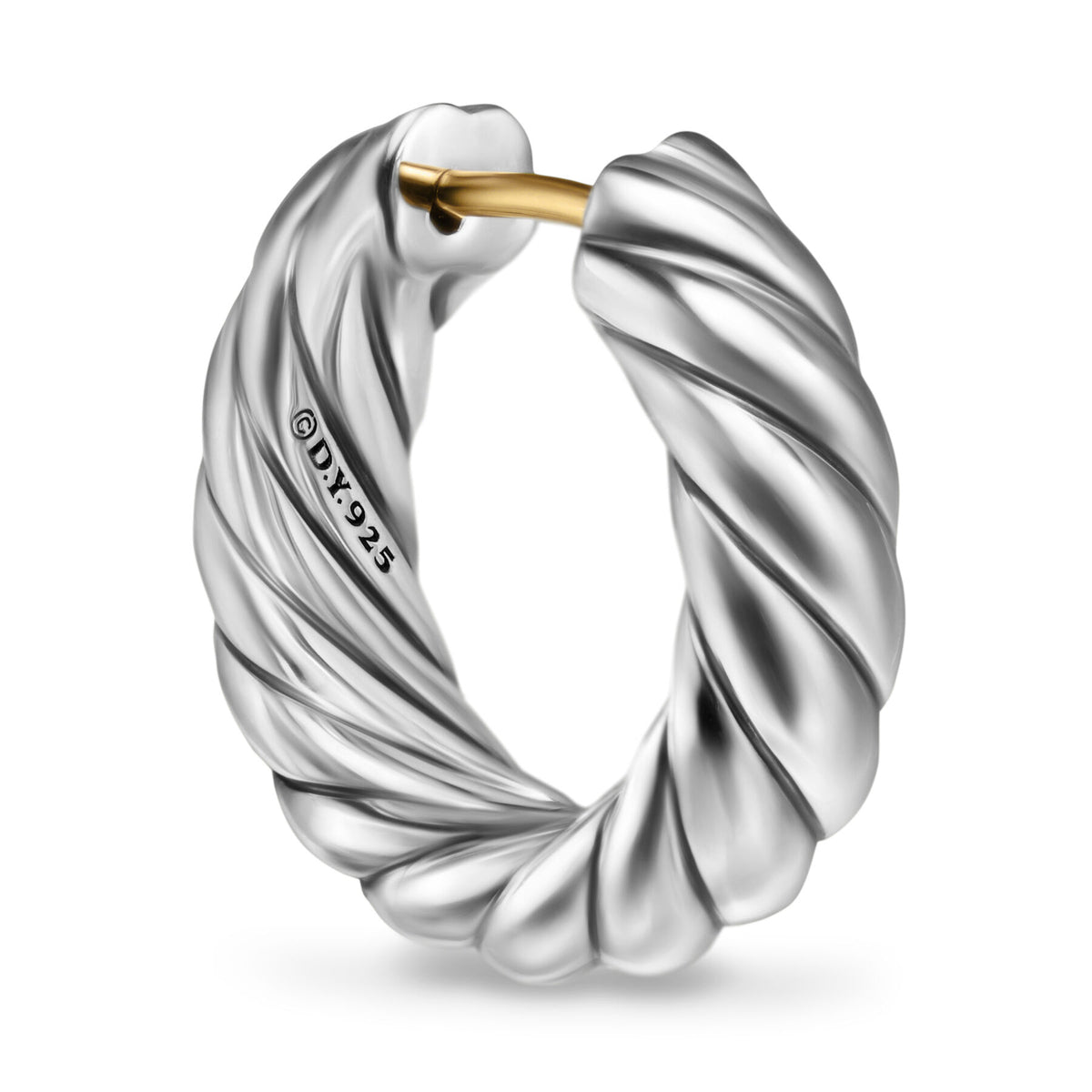 David Yurman Sterling Silver Sculpted Cable 3/4 Inch Hoop Earrings