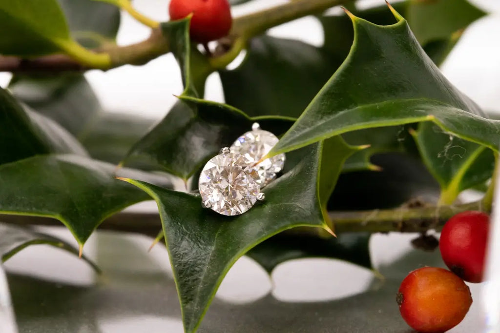 Diamond stud earrings in holly