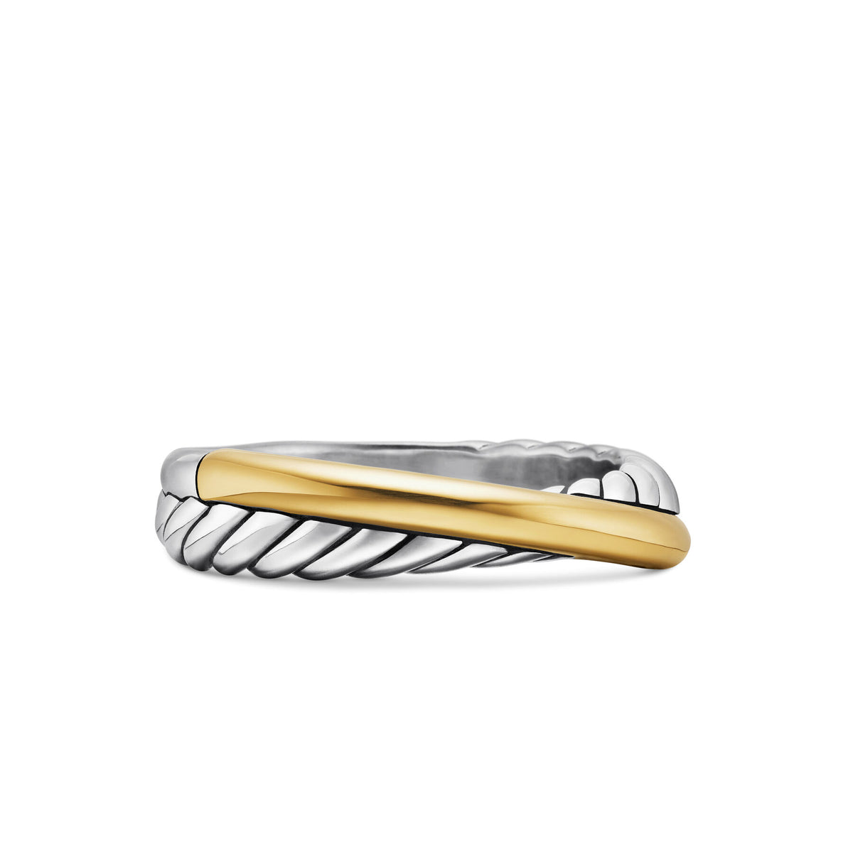 David Yurman Sterling Silver and Yellow Gold Crossover Narrow Ring