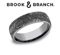 Brook and Branch Grey Tantalum Comfort Fit Bird Feather Wedding Band