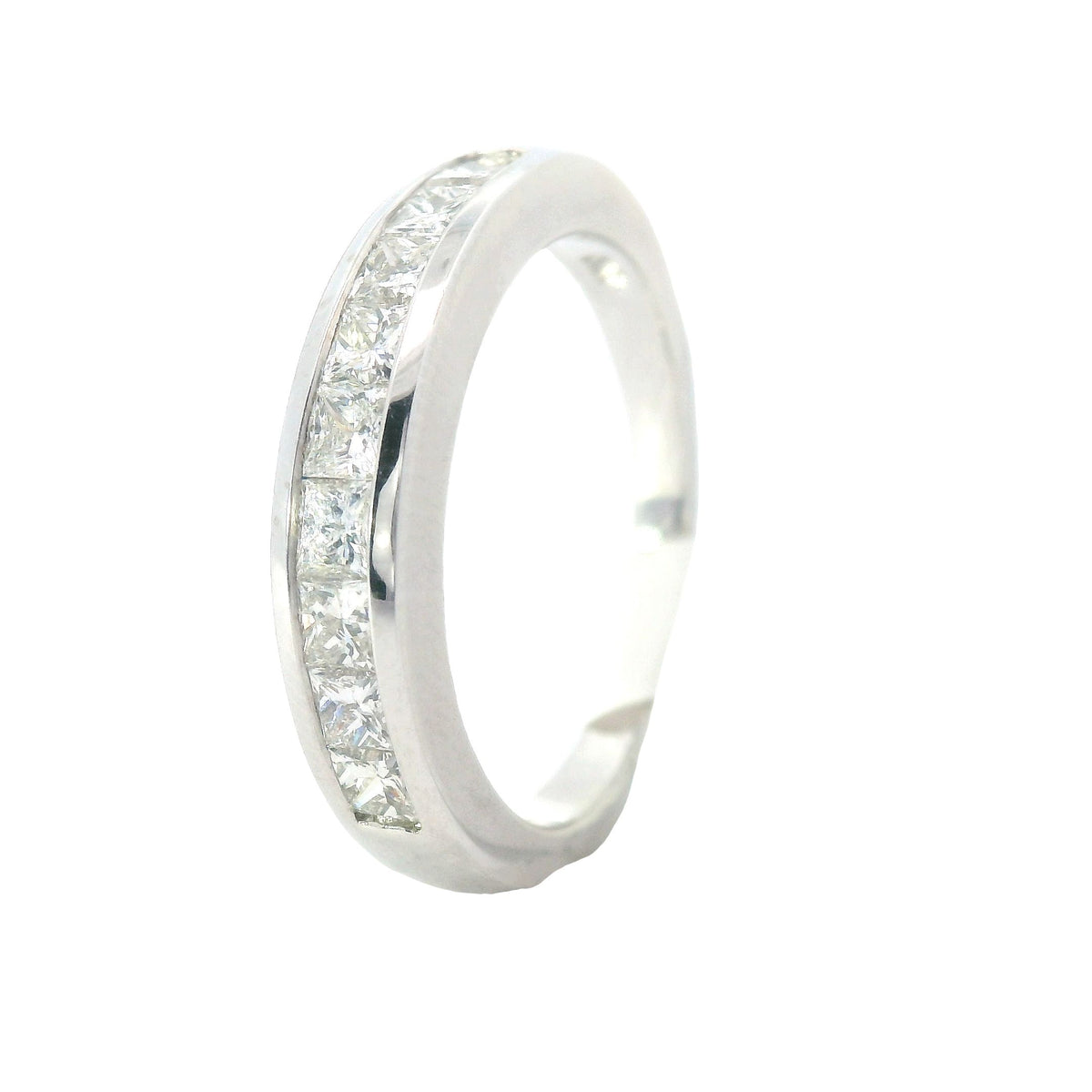 White Gold Channel Set Princess Diamond Wedding Band