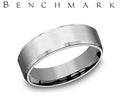 Benchmark 14 Karat White Gold 6.5 mm Satin Finish and Slight Beveled Edge Wedding Band Size 10