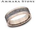 Ammara Stone Rose Gold and Gray Tantalum Raised Fault Line Center Wedding Band