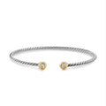 David Yurman Silver and Yellow Gold 2.6 mm Cable Flex Diamond Bracelet