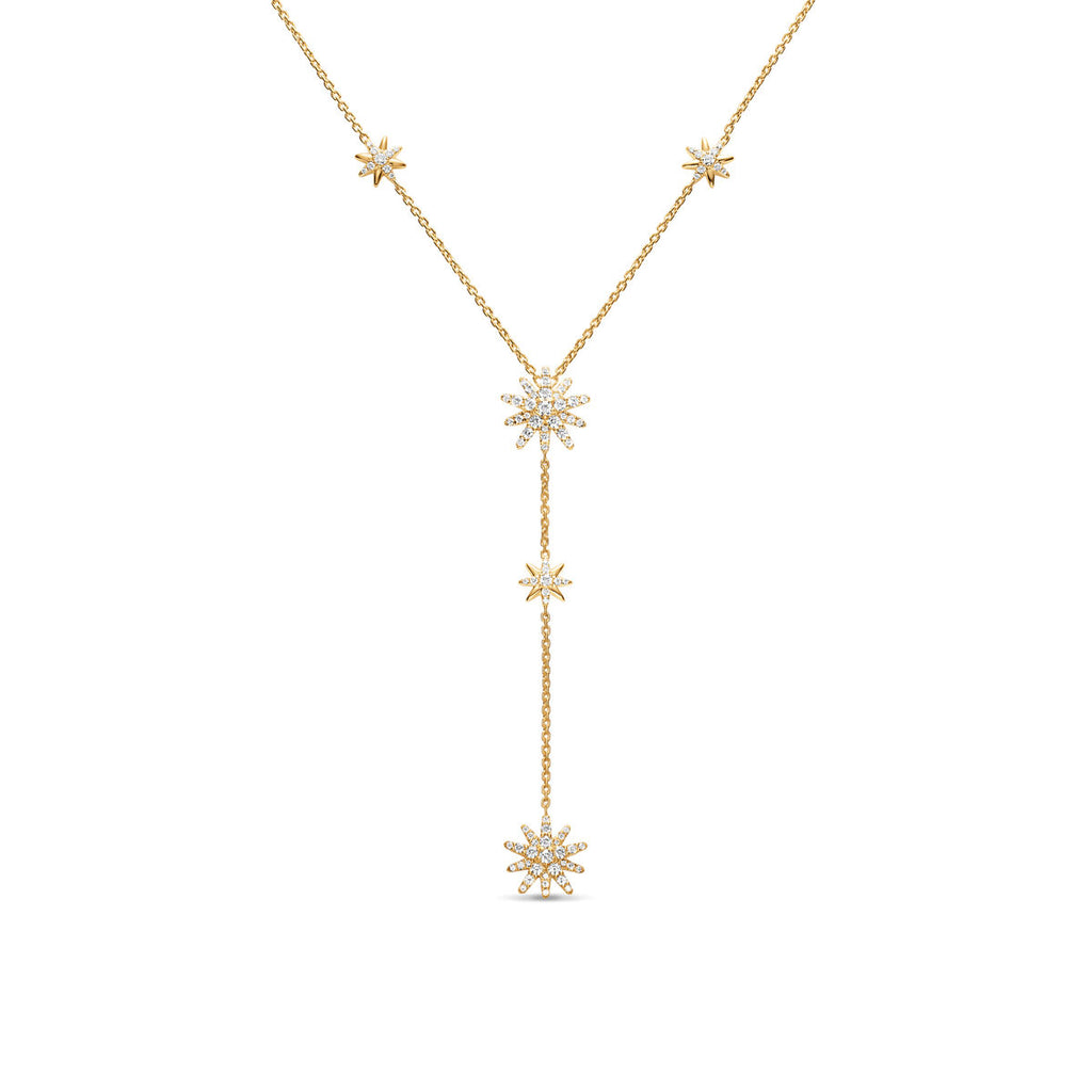 David Yurman Yellow Gold Starburst Y Diamond Necklace